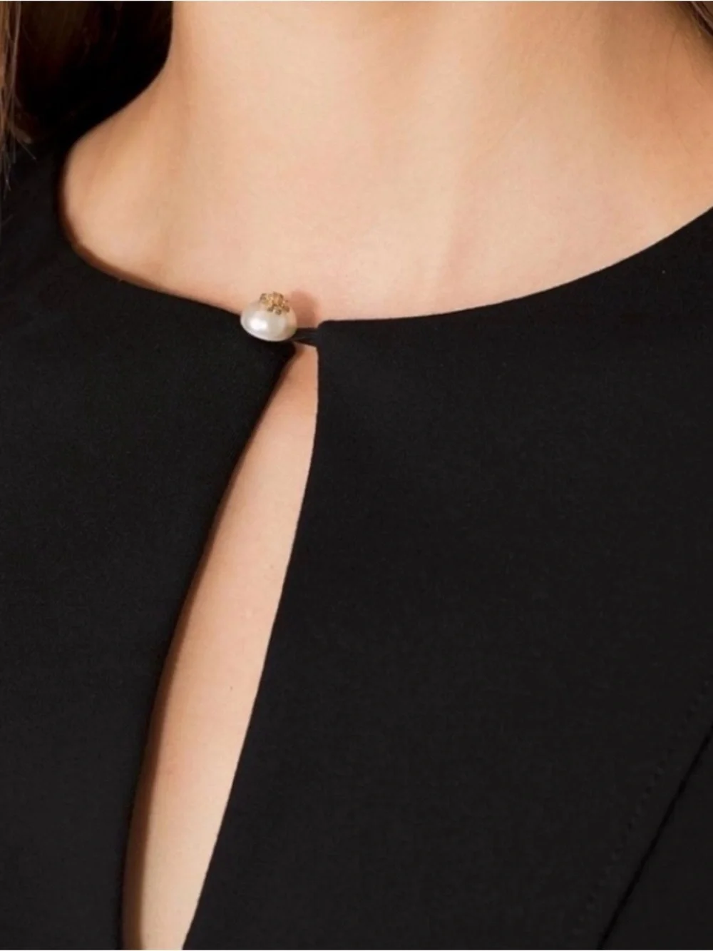 NWT Tory Burch Rory Classic Black Long-Sleeve Keyhole Mini Dress M